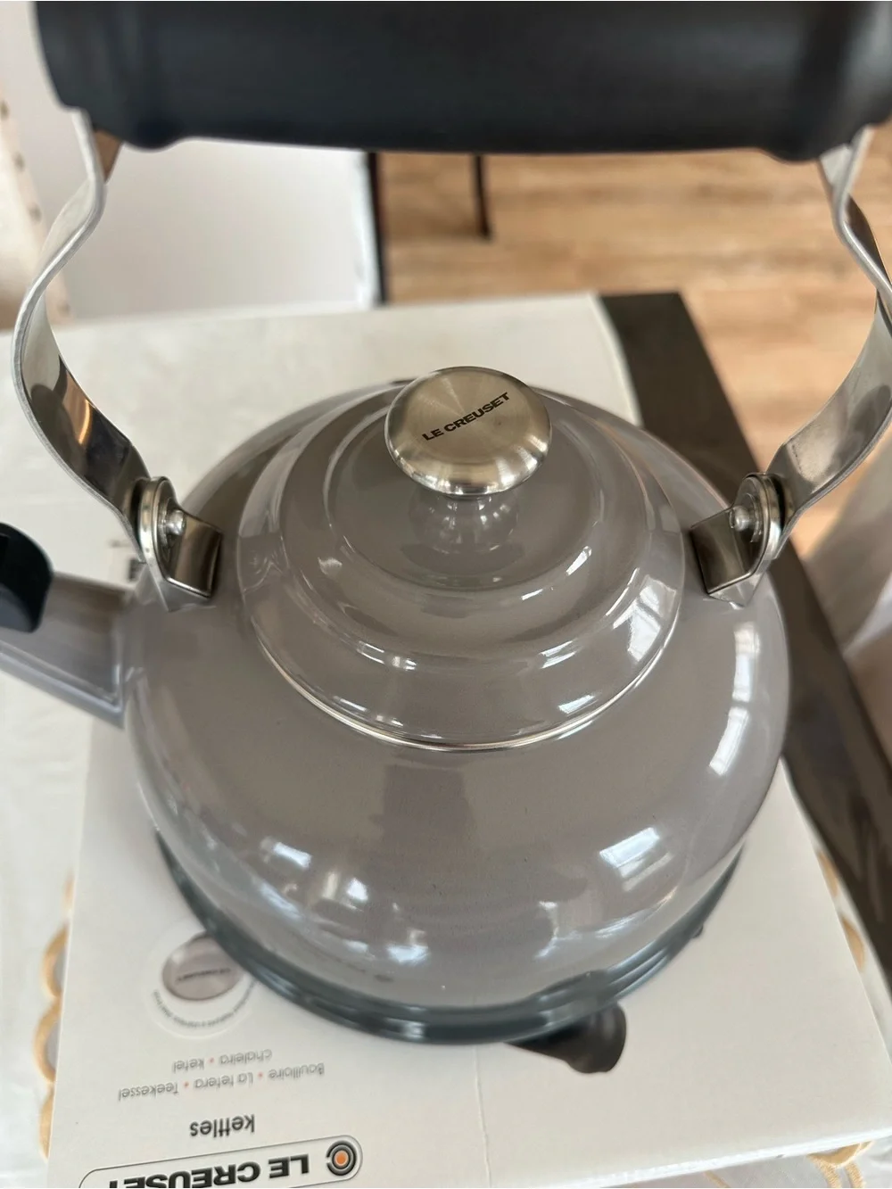 Le Creuset oyster Whistling Kettle with Stainless Handle